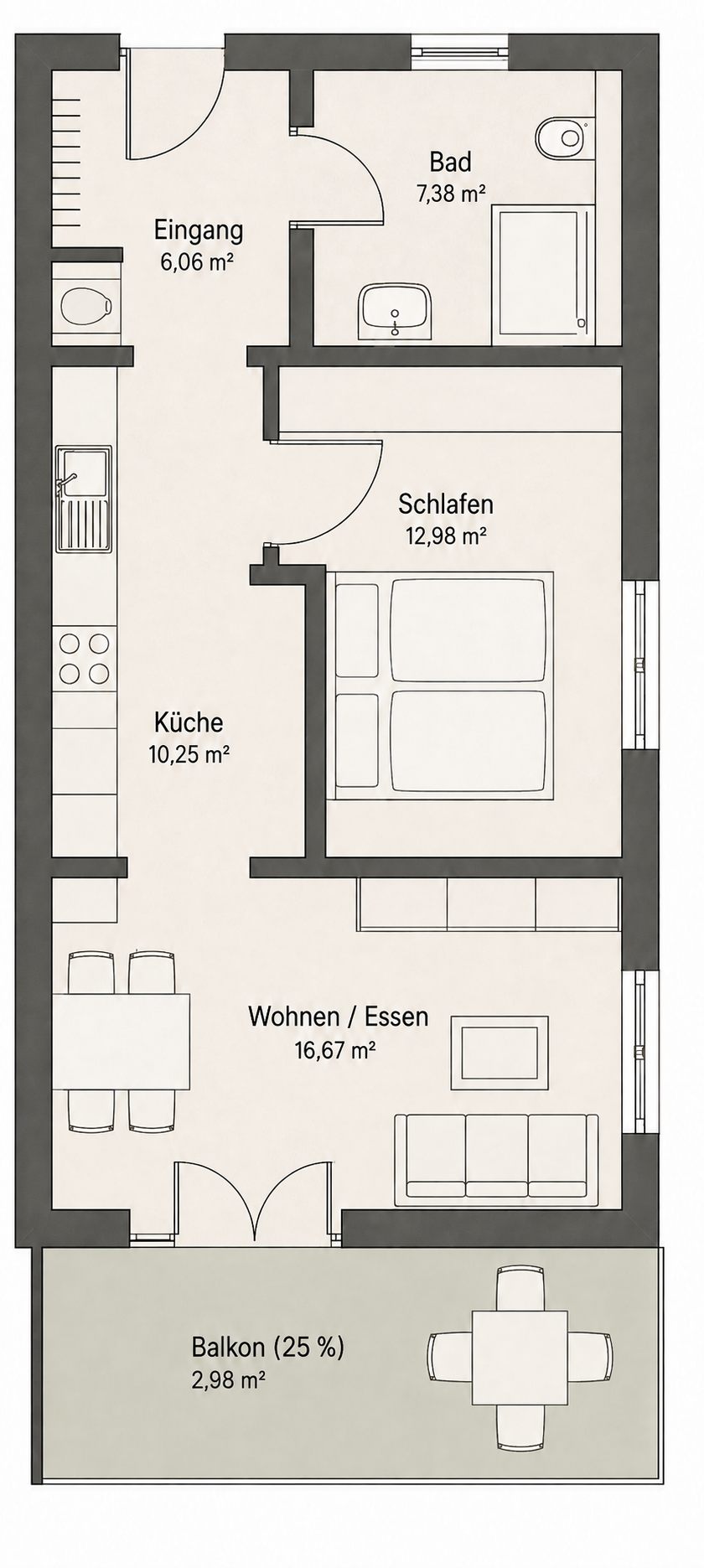 Visualisierter Grundriss Haus 2, Wohnung 4 – reserviert